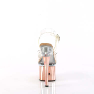 Босоніжки Esteem-708 *7 дюймів на підборах, 3 дюйми з ремінцем на щиколотці PF, прозорі/рожево-золоті