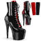 Чоботи Pleaser Adore-1020FH на підборах 7 дюймів, двоколірні черевики на шнурівці 2 3/4 дюйма, блискавка збоку, чорні/червоні