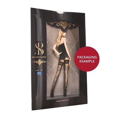 Панчохи Ballerina's Secret з фантазійними візерунками та мереживом на силіконовій основі, чорні, L/XL