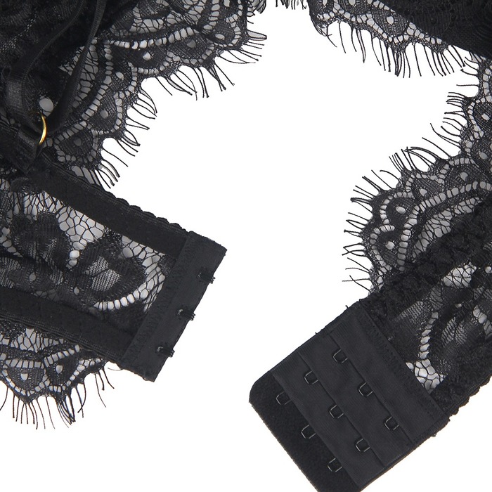 Кружевной комплект, лиф и трусики с поясом Star Night, чёрный, XS-S