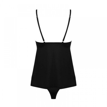 Комплект мережива Obsessive BellaRou топ і трусики, чорний, M/L