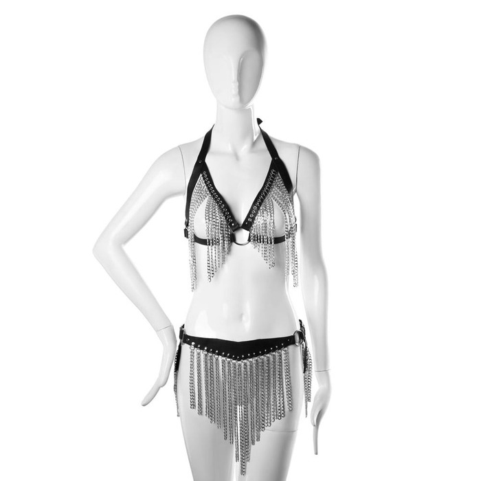 Комплект бюстгалтер и поясок на бедра с цепочками Candy Hero Kit S-Сhains 1 черный, р. 46-48