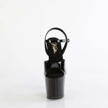 Босоножки Bliss-709 **Каблук 7 дюймов с бусинами, ремешок на щиколотке шириной 3 1/4 дюйма, черный/серебристый