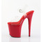 Босоніжки Pleaser Flamingo-808 на підборах 8 дюймів, босоніжки з ремінцем на щиколотці 4 дюйми, прозорі/червоні