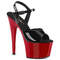 Босоножки Pleaser Adore-709, каблук 7 дюймов, ремешок на щиколотке шириной 2 3/4 дюйма, чёрный лак/красный
