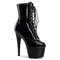 Ботинки Pleaser Adore-1020, каблук 7 дюймов, 6,5 см, шнуровка до щиколотки, чёрные, боковая молния