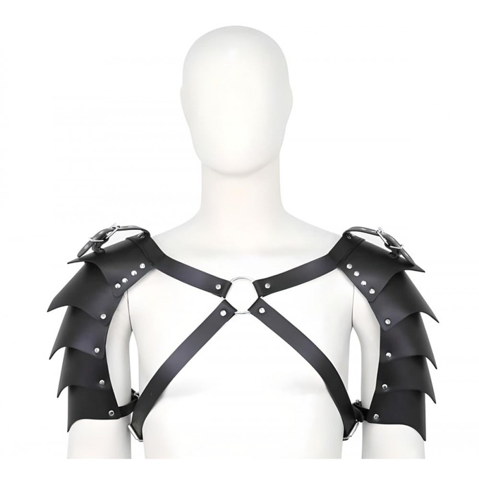 Мужская портупея с объемными плечами , экокожа, черная, One Size