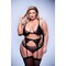 Комплект білизни та пояс для панчіх 3PC LACE & MESH BRA, GARTER & PANTY SET BLACK, QUEEN