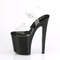 Босоніжки Pleaser Xtreme-808CHS *8-дюймовий каблук, 4-дюймовий ремінець на щиколотці з контрастними голографічними зірками, прозора/срібна голограма