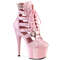 Чоботи Pleaser Adore-1013MST *7-дюймовий каблук, 2 3/4-дюймові черевики зі шнурівкою та кліткою PF, блискавка ззаду, ніжно-рожеві