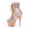 Чоботи Pleaser Adore-1020SQ *7 дюймів на підборах, 2 3/4 дюйма з блискітками та шнурівкою, збоку, сріблясті/рожево-золоті