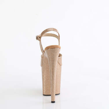 Босоножки Flamingo-809GP. Каблук 8 дюймов, ремешок на щиколотке 4 дюйма. Цвет: золото.