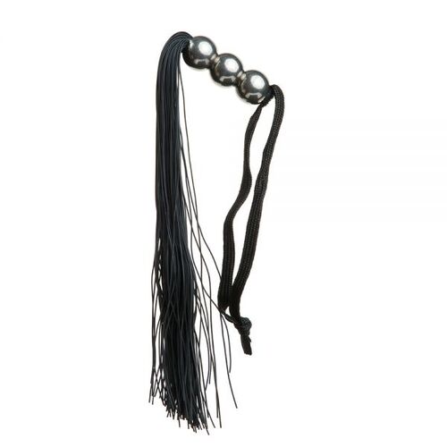 F61431 Плетка из силикона ручка 3 шарика FLOGGER BLACK METAL