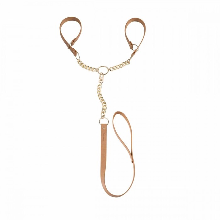 Наручники с поводком Indiscrets MAZE - T-Restraints Black, подарочная упаковка