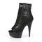 Чоботи Pleaser Delight-600-27LC *6-дюймовий каблук, 1 3/4-дюймові черевики з відкритим носком та ремінцями, блискавка ззаду, чорні, веганська шкіра/чорний