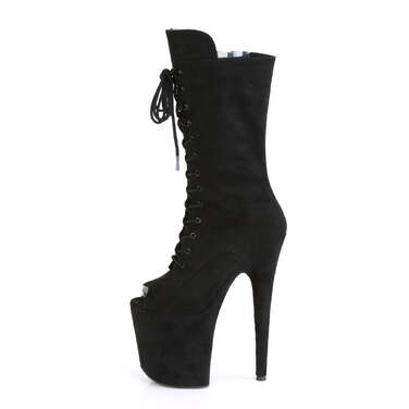 Чоботи Flamingo-1051FS *8-дюймовий каблук, 4-дюймові чоботи з відкритим носком, шнурівкою та блискавкою збоку, чорні