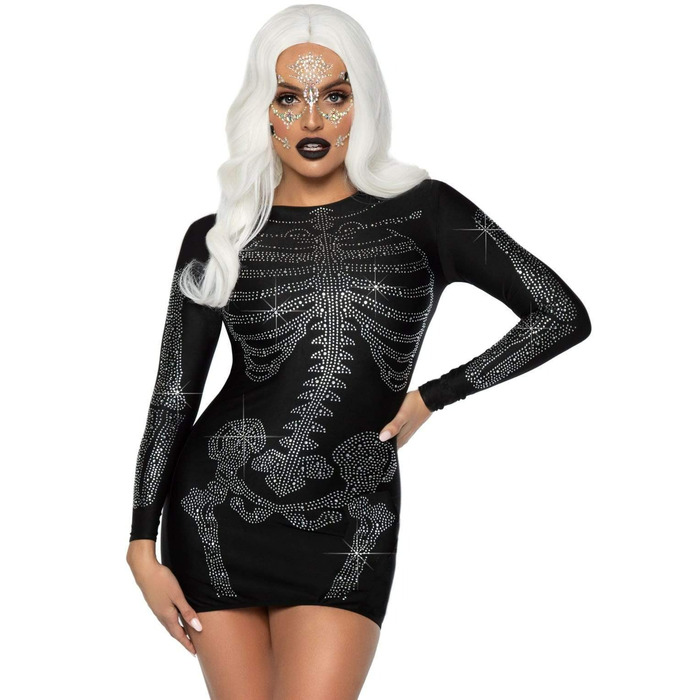Мини-платье Скелет со стразами Leg Avenue Skeleton Rhinestone, черное, M