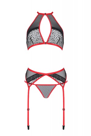 Комплект белья с поясом для чулок SATARA SET red S/M - Passion
