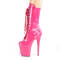 Ботинки Pleaser Flamingo-1050, каблук 8 дюймов, 4-дюймовые PF-сапоги до середины голени, шнуровка спереди, молния сбоку, розовые