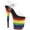 Босоніжки Pleaser Flamingo-808RG-04 *8 дюймів на підборах, 4 дюйми з ремінцем на щиколотці з блискітками, прозорі/різнокольорові
