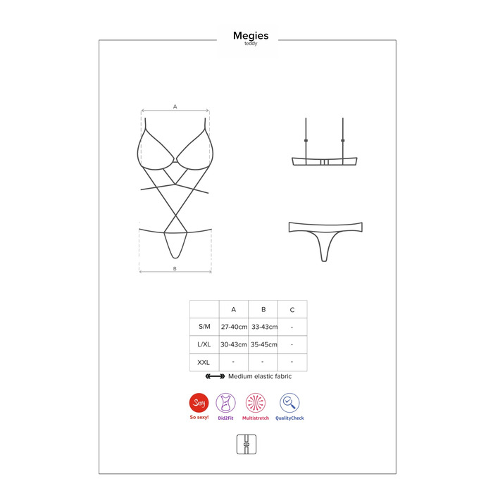 Боді Obsessive Megies з стрепами, що перехрещуються, чорно-червоний, L/XL