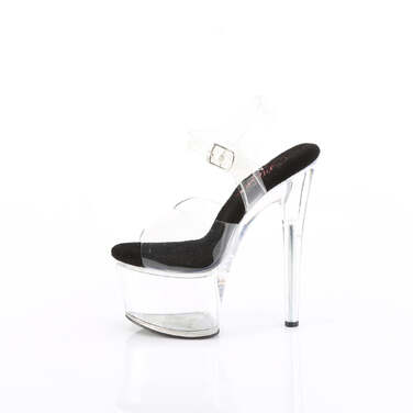 Босоножки Passion-708, каблук 7 дюймов, босоножкии с ремешком на щиколотке шириной 2 3/4 дюйма, чёрные/прозрачные