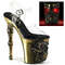 Босоніжки Pleaser Rapture-808-LT *8-дюймовий каблук з кісточкою на пальцях, 4-дюймовий ремінець на щиколотці з черепом та світлодіодним підсвічуванням, прозорі/золоті