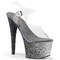 Босоножки Pleaser Adore-708OMBRE, каблук 7 дюймов, ремешком на щиколотке шириной 2 3/4 дюйма с блестками и эффектом омбре, прозрачный/серебристый