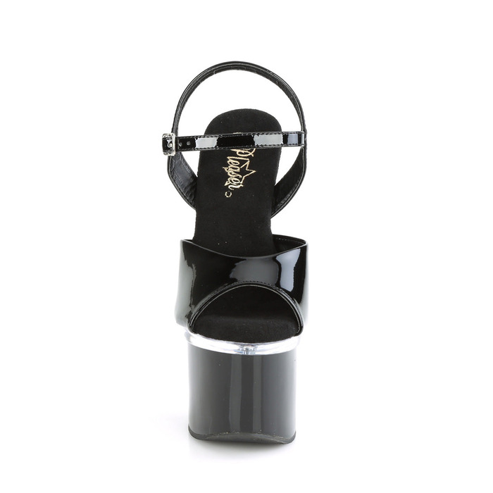 Босоніжки Esteem-709 на підборах 7 дюймів, босоніжки з ремінцем на щиколотці 3 дюйми, чорні/прозорі