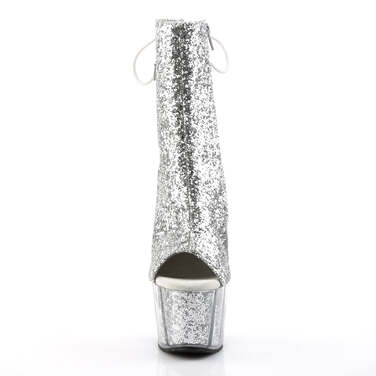 Чоботи Adore-1018G *7 дюймів на підборах, 2 3/4 дюйма з блискітками, з блискавкою збоку, сріблясті