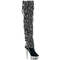 Сапоги Pleaser Bejeweled-3017HG-RSF-6, каблук 6 дюймов, высота 3,5 см, 7-слойная бахрома, шнуровка, ботфорты, черный голографический лак/серебро