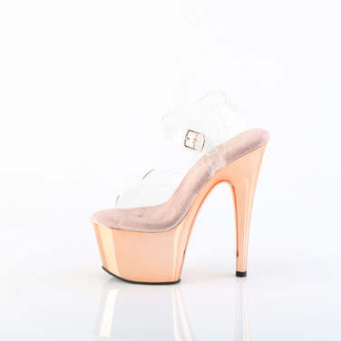 Босоножки Adore-708, каблук 7 дюймов, ремешок на щиколотке шириной 2 3/4 дюйма, прозрачный/розово-золотистый хром