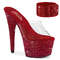 Шльопанці Pleaser Bejeweled-712RS на підборі 7 дюймів, оздоблені шльопанці PF RS 2 3/4 дюйма з манжетою в тон, прозорі/червоні