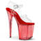 Босоножки Pleaser Flamingo-808T, каблук 8 дюймов, тонированный ремешок на щиколотке 4 дюйма, прозрачный/красный