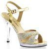 Босоножки Flair-419(G) с каблуком 4 1/2 дюйма, босоножкии с перекрещивающимися ремешками на щиколотке шириной 1/2 дюйма, золотисто-прозрачные