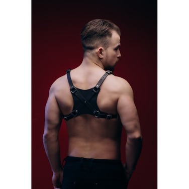 Портупея мужская One Size Р20 на грудь, натуральная кожа, черная