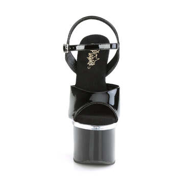 Босоніжки Esteem-709 на підборах 7 дюймів, босоніжки з ремінцем на щиколотці 3 дюйми, чорні/прозорі