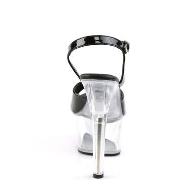 Босоніжки Aspire-609 на підборах 6 дюймів, ремінець на щиколотці 2 1/4 дюйма, веганські, чорні/прозорі