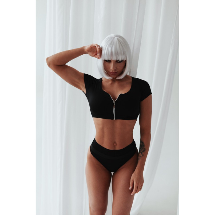 Топ Fitzona BLACK SWIMSUIT TOP WITH SLEEVES AND ZIPER