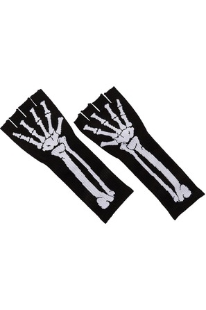 Рукавички без пальців Leg Avenue Skeleton Fingerless Gloves, чорні, O/S