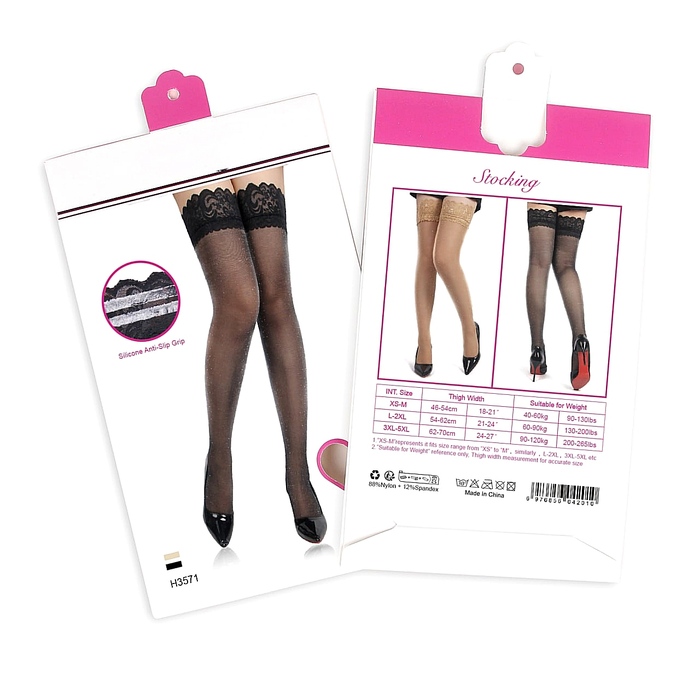 Панчохи з люрексом Star Night Lase Pearlescent на силіконовій стрічці, чорні, XS-M