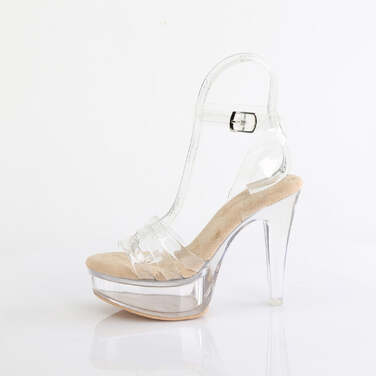 Босоніжки Martini-505 на підборах 5 дюймів, з ремінцем навколо щиколотки 1 3/4 дюйма, бежевий/прозорий