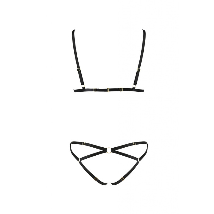 Комплект белья со стреп-лентами NICKY SET black S/M - Passion