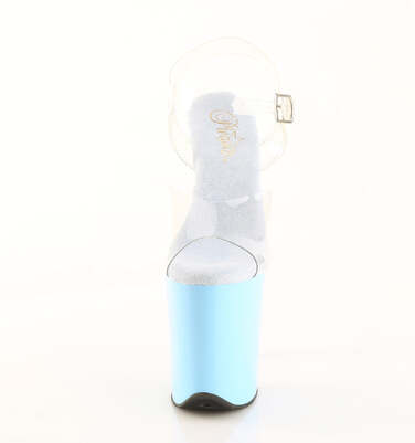 Босоніжки Flamingo-808 на підборах 8 дюймів, босоніжки з ремінцем на щиколотці 4 дюйми, прозорі/ніжно-блакитні