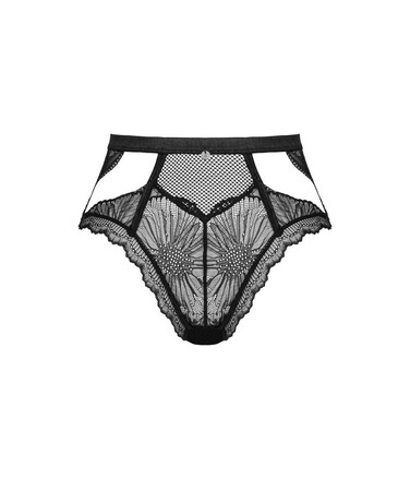 Трусики кружевные Obsessive Mibelia с цветочным узором, черный, XS/S