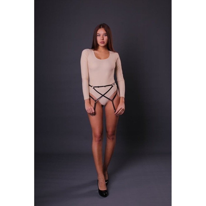 Пояс для панчох S4 Candy Hero, екошкіра, чорний, OS