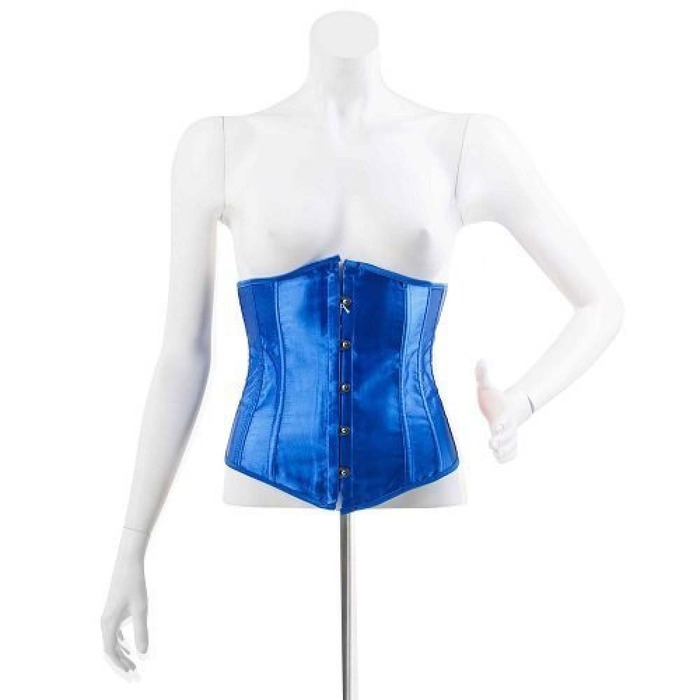 Корсаж атласный сзади со шнуровкой, синий, L