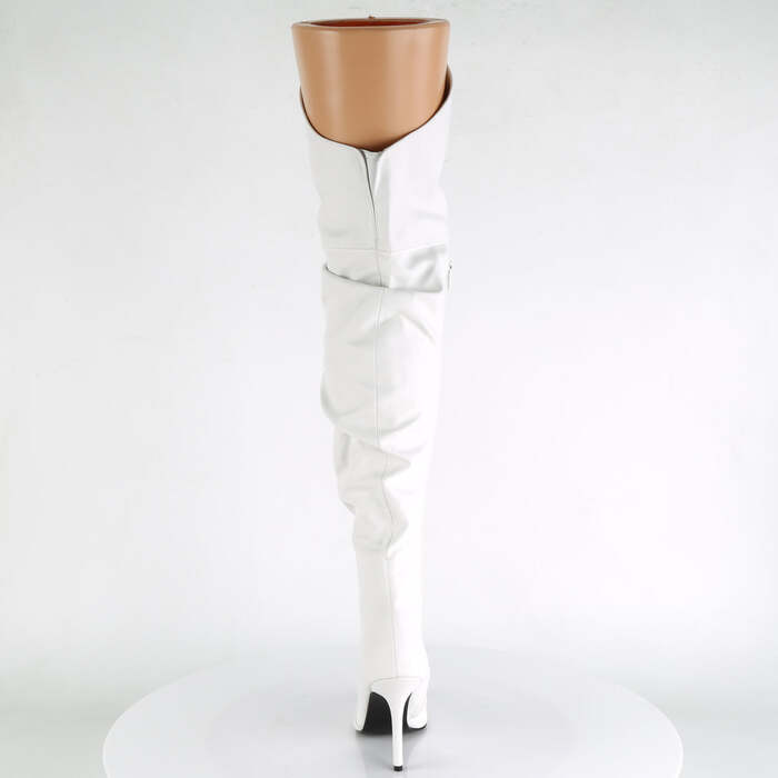 Сапоги Classique-3011, каблук 4 дюйма, высокие, с заостренным носком, с подкладкой из искусственного меха, боковой молнией, белая искусственная кожа