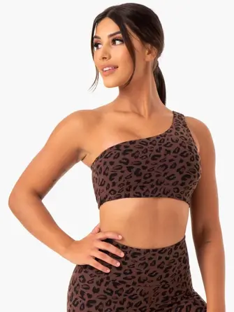 Топ Ryderwear Adapt One Shoulder Sports Bra - Chocolate Leopard