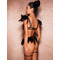Мереживний комплект Star Night Sexy Set з пір'ям та ланцюжками, чорний, XS-S (без коробки)